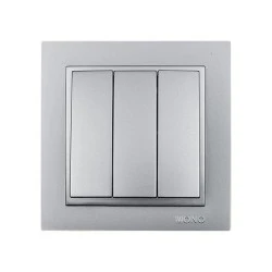 Διακόπτης τριπλός ασημί Mono Electric Despina Metallic