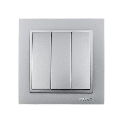 Διακόπτης τριπλός ασημί Mono Electric Despina Metallic