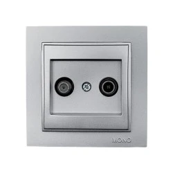 Πρίζα τηλεόρασης TV + SAT διελεύσεως ασημί Mono Electric Despina Metallic