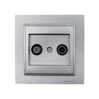 Πρίζα τηλεόρασης TV + SAT διελεύσεως ασημί Mono Electric Despina Metallic Πρίζα τηλεόρασης TV + SAT διελεύσεως ασημί Mono Electric Despina Metallic