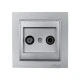 Πρίζα τηλεόρασης TV + SAT διελεύσεως ασημί Mono Electric Despina Metallic Πρίζα τηλεόρασης TV + SAT διελεύσεως ασημί Mono Electric Despina Metallic