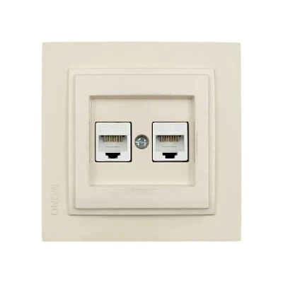 Πρίζα data διπλή RJ45 CAT6 κρεμ Mono Electric σειρά Despina Πρίζα data διπλή RJ45 CAT6 κρεμ Mono Electric σειρά Despina