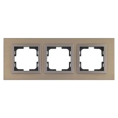 Πλαίσιο τριπλό Mono Electric Style Aluminium οριζόντιας και κάθετης τοποθέτησης μπρονζέ