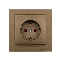 Πρίζα σούκο ασφαλείας Mono Electric σειρά Despina Metallic καφέ