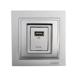 Πρίζα usb φορτίου 2,4A ασημί Mono Electric σειρά Despina Metallic