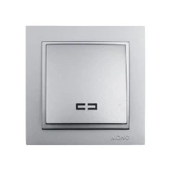 Διακόπτης απλός φωτιζόμενος ασημί Mono Electric Despina Metallic