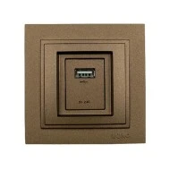Πρίζα usb φορτίου 2,4A καφέ Mono Electric σειρά Despina Metallic