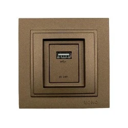 Πρίζα usb φορτίου 2,4A καφέ Mono Electric σειρά Despina Metallic