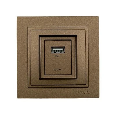 Πρίζα usb φορτίου 2,4A καφέ Mono Electric σειρά Despina Metallic Πρίζα usb φορτίου 2,4A καφέ Mono Electric σειρά Despina Metallic