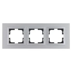 Πλαίσιο τριπλό Mono Electric style aluminium ασημί οριζόντιας και κάθετης τοποθέτησης
