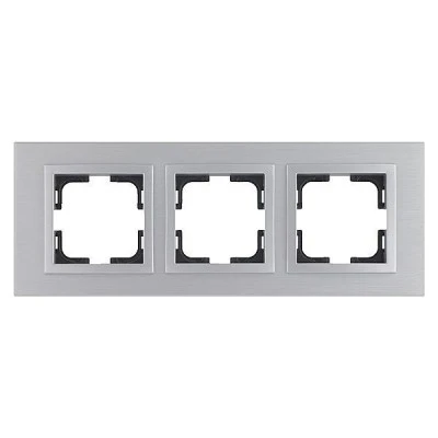 Πλαίσιο τριπλό Mono Electric style aluminium ασημί οριζόντιας και κάθετης τοποθέτησης
