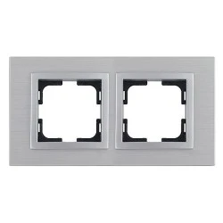 Πλαίσιο διακοπτών διπλό ασημί MONO ELECTRIC STYLE ALUMINIUM οριζόντιας και κάθετης τοποθέτησης