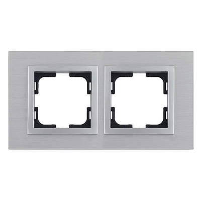 Πλαίσιο διακοπτών διπλό ασημί MONO ELECTRIC STYLE ALUMINIUM οριζόντιας και κάθετης τοποθέτησης