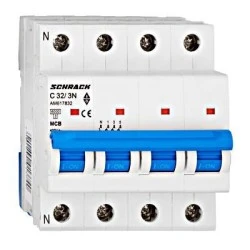 Ασφάλεια τριπολική αυτόματη SCHRACK 3Χ32Α+Ν 4Μ ΑΜ617832 με ουδέτερο 6KA καμπύλη C