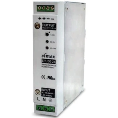 Τροφοδοτικό ράγας elmex EPU 24VDC 50W 2.2A τύπου EPU50-24 με ένδειξη LED για χαμηλό DC