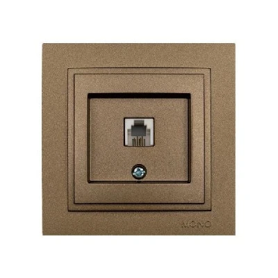 Πρίζα τηλεφώνου RJ11623JK Mono Electric σειρά Despina Metallic καφέ