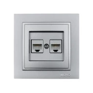 Πρίζα Data διπλή RJ45 CAT6 Mono Electric ασημί σειρά Despina Metallic