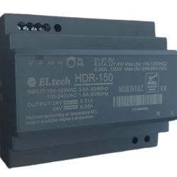 HDR-150-24 Τροφοδοτικό Ράγας DIN 230V AC/24V DC 6,25A για Αυτοματισμούς & Ηλεκτρολογικούς Πίνακες HDR-150-24 Τροφοδοτικό Ράγας DIN 230V AC/24V DC 6,25A για Αυτοματισμούς & Ηλεκτρολογικούς Πίνακες
