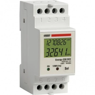 Μονοφασικός ψηφιακός μετρητής KWH ENERGY - 230 D22 VEMER με οθόνη LCD