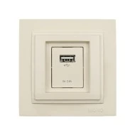 Πρίζα USB φορτίου 2.4Α κρεμ Mono Electric σειρά despina