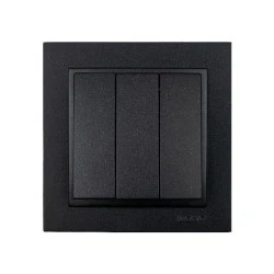 Διακόπτης τριπλός γραφίτης Mono Electric σειρά Despina Metallic