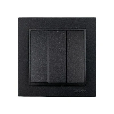 Διακόπτης τριπλός γραφίτης Mono Electric σειρά Despina Metallic