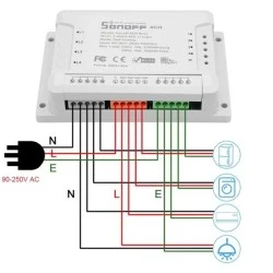 Διακόπτης WiFi SONOFF 4 κανάλια 10A για απομακρυσμένη διαχείριση μέσω εφαρμογής Διακόπτης WiFi SONOFF 4 κανάλια 10A για απομακρυσμένη διαχείριση μέσω εφαρμογής