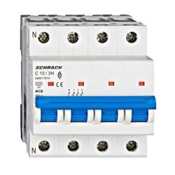 Ασφάλεια αυτόματη τριπολική SCHRACK 3Χ10Α+Ν 4Μ ΑΜ617810 με ουδέτερο 6KA καμπύλη C