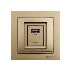 Πρίζα USB φορτίου 2,4A τιτάνιο Mono Electric σειρά Despina Metallic