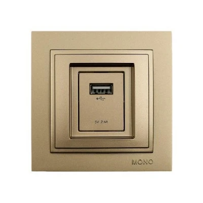 Πρίζα USB φορτίου 2,4A τιτάνιο Mono Electric σειρά Despina Metallic Πρίζα USB φορτίου 2,4A τιτάνιο Mono Electric σειρά Despina Metallic