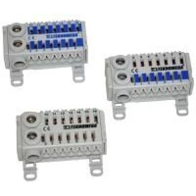 Διακλαδωτήρας ράγας 80A τύπος RPU-5010 TEKNOMEGA είσοδος 2X25mm² & 7 έξοδοι γκρι-μπλε