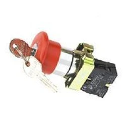 Μπουτόν πόρτας πίνακος LEY5-BS142 μεταλλικό 230V Φ22 με μανιτάρι & μανδάλωση Φ40 & κλειδί