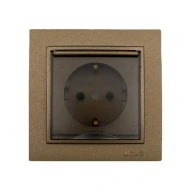 Πρίζα σούκο + καπάκι Mono Electric καφέ σειρά Despina Metallic