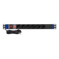 Πολύπριζο RACK ασφαλείας 19" 1U 6 θέσεων 4000W 16A με διακόπτη και προστασία υπέρτασης SAFEWELL