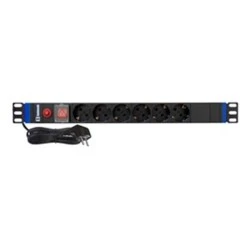 Πολύπριζο RACK ασφαλείας 19" 1U 6 θέσεων 4000W 16A με διακόπτη και προστασία υπέρτασης SAFEWELL