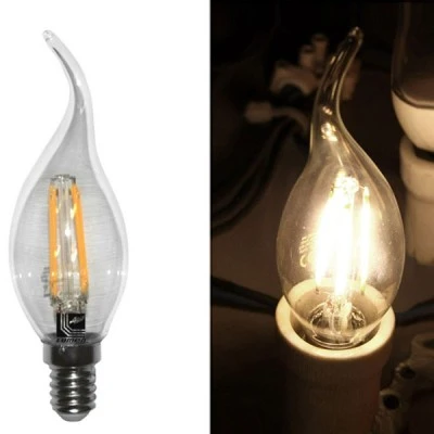 Διακοσμητική λάμπα led filament κεράκι με μύτη διάφανη E14 4W 230V 4000k θερμό λευκό φως 480lm