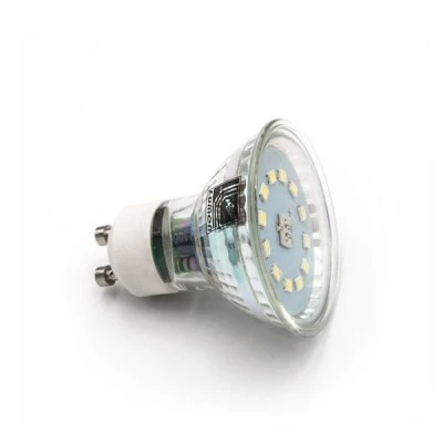 Λάμπα led SMD GU10 γυάλινη ισχύος 5W 230V δέσμης 110° 3000K θερμό φως με κάλυμμα
