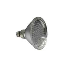 LED λάμπα γυάλινη με ντουί PAR38 E27 120LED 8.5W 42VAC RGB με δέσμη 70°
