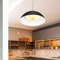 Φωτιστικό κρεμαστό  LED 30W σε θερμό χρώμα φωτός 3000Κ 2100lm διάσταση 450X450194mm δέσμης 120° σε μαύρο χρώμα