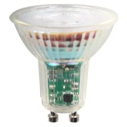 Λάμπα LED  GU10 5.5W  ντιμαριζόμενη  ψυχρό χρώμα φωτός 6500k 380lm με στενή δέσμη  38° γυάλινη 