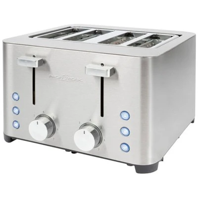 Αυτόματη ανοξείδωτη φρυγανιέρα 4 θέσεων 1500W με αποσπώμενους δίσκους για εύκολο καθάρισμα