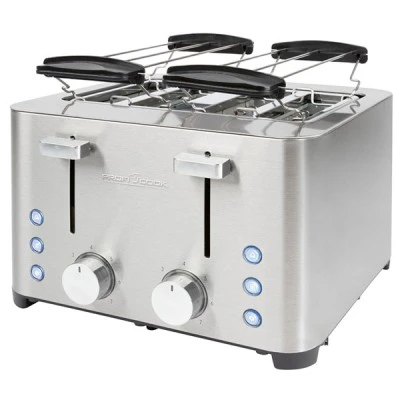 Αυτόματη ανοξείδωτη φρυγανιέρα 4 θέσεων 1500W με αποσπώμενους δίσκους για εύκολο καθάρισμα