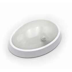 Led πλαφονιέρα οβάλ λευκή με ανιχνευτή υπερύθρων 15W 230V 4000k ενδιάμεσο φως 1500lm IP54