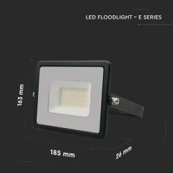  Προβολέας LED μαύρος 30W με ψυχρό λευκό φως 6500K δέσμη φωτός 100° IP65