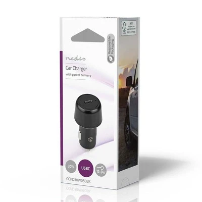 Universal φορτιστής αυτοκινήτου μαύρος USB-C 3.0Α PD30W κατάλληλος για χρήση σε smartphone, tablet & notebook 