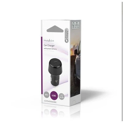 Universal φορτιστής αυτοκινήτου USB-C 3.0A PD45W σε μαύρο χρώμα με τεχνολογία Smart IC