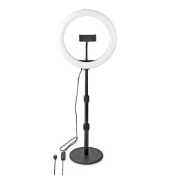 LED Ring Light 10" 26 cm με 120 λάμπες 6W επιτραπέζια βάση στήριξης & 3 λειτουργίες θερμοκρασίας χρώματος (2700-6700K)
