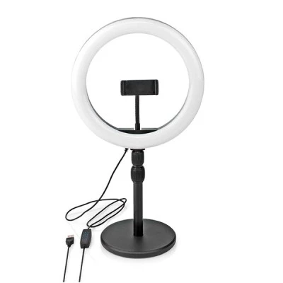 LED Ring Light 10" 26 cm με 120 λάμπες 6W επιτραπέζια βάση στήριξης & 3 λειτουργίες θερμοκρασίας χρώματος (2700-6700K)