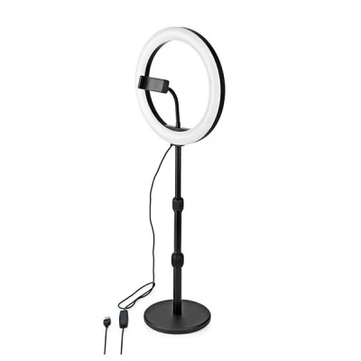 LED Ring Light 10" 26 cm με 120 λάμπες 6W επιτραπέζια βάση στήριξης & 3 λειτουργίες θερμοκρασίας χρώματος (2700-6700K)