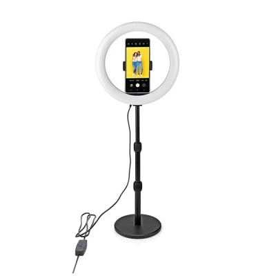 LED Ring Light 10" 26 cm με 120 λάμπες 6W επιτραπέζια βάση στήριξης & 3 λειτουργίες θερμοκρασίας χρώματος (2700-6700K)